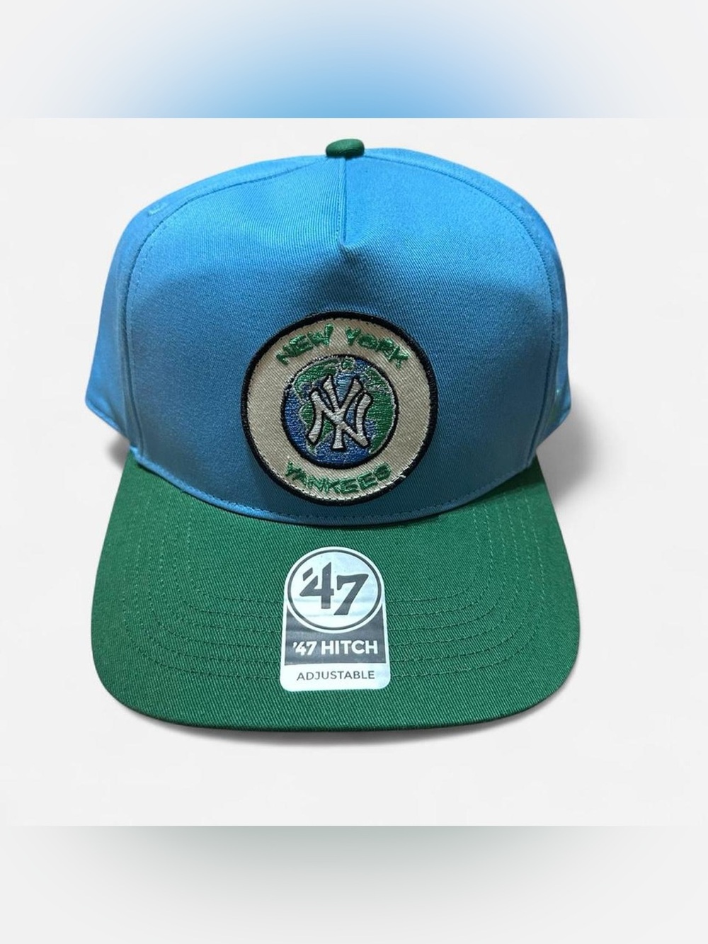 Urban Outfitters 47 Brand Hitch MLB New York Yankees Globe Logo Patch snap back - Picture 1 of 4